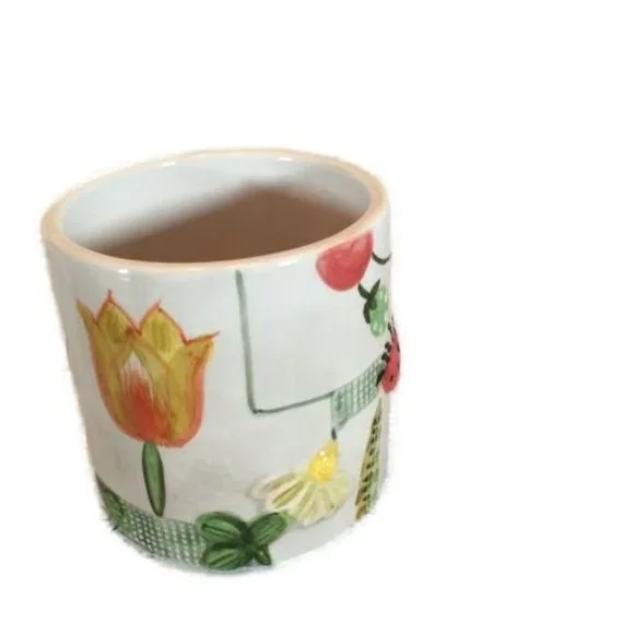 Cardinal Inc Montage Lady bug Floral Bees Ceramic Vintage Candle Jar - Picture 3 of 4